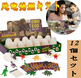 恐竜発掘キット 恐竜おもちゃ 恐竜卵玩具 12個セット ティラノサウルス 親子 プレゼント 恐竜の紹介カード 恐竜卵 発掘 プレゼント 誕生日 クリスマス お祝い