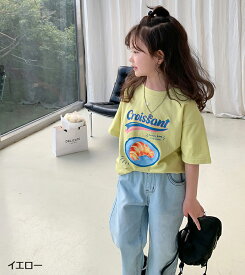 子供服 子ども服 こども服 キッズ 女の子 トップス Tシャツ 半袖 夏 80 90 100 110 120 130 140 150 半袖トップス プルオーバー ホワイト イエロー ブルー ピンク ブラック 送料無料