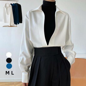 重ね着 レイヤード ブラウス トップス レディース 絶妙の深Vネック ブラウス 無地 スーツ インナー 入学式 入園式 卒業 卒園式 黒 白 オフィス カジュアル 結婚式 母 ママ 送料無料 M L