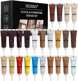 SEISSO 木製品補修セット 木製品キズ補修 補修クリーム 24色 フローリング 補修 木製家具 補修 木製の家具 ドア 床 すりキズ用 汚れ 傷 穴 塗装剥がれ補修 キズ消し キズ隠し ホワイト アイボリー ウッドホワイト グレー オーク ウッド