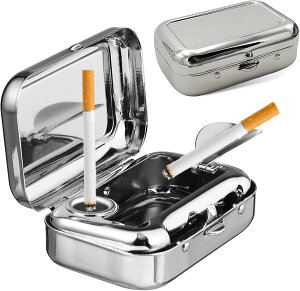 ポータブル灰皿 蓋付き 防風 車用灰皿 カバー付き かわいいポケット灰皿 小さな旅行用灰皿 喫煙アクセサリー タバコの喫煙者へのギフト 1点/2点セット