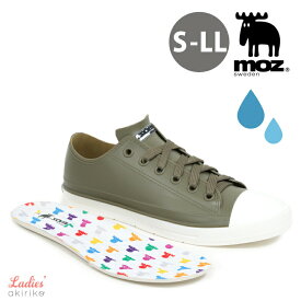 moz レインシューズ モズ ローカット 一体成型 スニーカーデザイン レースアップ レディース レインブーツ 雨具 防水 長靴 km8416