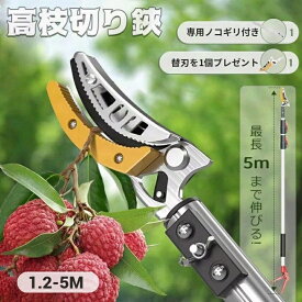 【替刃付き】高枝切りバサミ ノコギリ 高枝切鋏 伸縮式 剪定鋏 はさみ 高所太枝切鋏 高枝切り鋏 たかえだきりばさみ2m 3m 4m 5m 強力 太い 軽量 太い枝 高枝切り えだきりばさみ 枝切り鋏 たかえだきり 高枝バサミ 枝切ばさみ 木を切る 高枝 女性