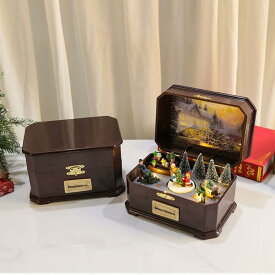 クリスマスオルゴール オルゴール クリスマス メリーゴーランド カラーLEDライト 列車 人形 回転 飾り工芸品 ガールフレンド 記念日 誕生日 子供 部屋の装飾 雰囲気 インテリア 癒やし メロディー プレゼント ギフト 贈り物 送料無料