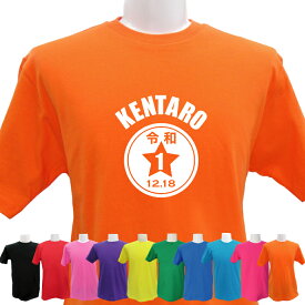 名入れ Tシャツ ≫12種のデザインから選べます≪ 誕生日 サークルデザイン 名入れ無料 ギフト 誕生日 還暦 大人 幼児 子供服 半袖 キッズ バースデー メール便 送料無料 (ネ) (K2)
