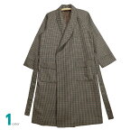 [Mサイズ] 紳士 ウール混ガウン ロング丈タイプ (メンズ 日本製) ガンクラブチェック 総裏地つきで暖か ウール60％ ウールガウン
