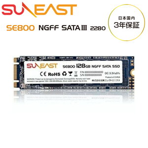 yԌ|Cg10{zyzViJ SUNEAST (TC[Xg) 128GB SSD M.2 2280 SSD SATA3.0 6Gb/s 3D TLC NAND̗p SE800-n128 {3Nۏ ALfW^