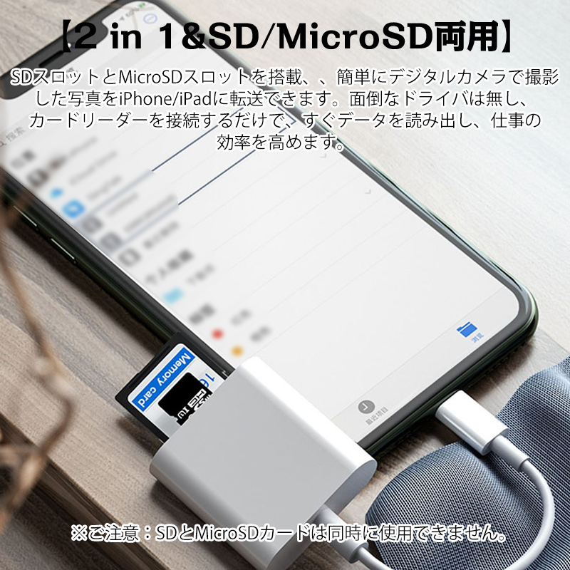 89％以上節約 SDカードリーダー 2in1 iphone マイクロ sd カードリーダー メモリーカード microsdカードリーダー 写真 移動 iPad  iOS専用 カメラ リーダー 高速データ転送