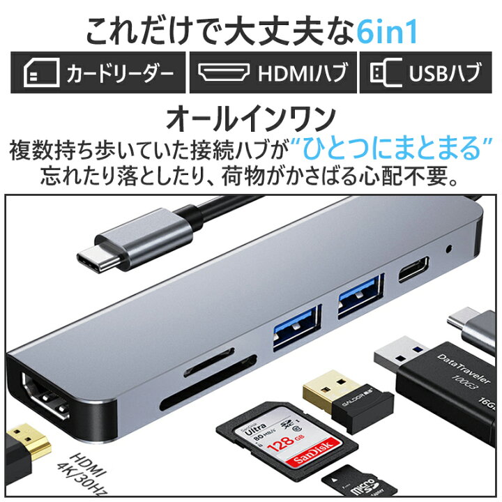 お金を節約 Yottamaster USB C ハブ Type-c アダプタ 5-in-1 マルチポート USBハブ HDMI 4K@30Hz ポート 60W  PD急速充電 3.0 最大5Gbps 2.0 LAN 1Gbpsイーサ