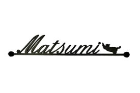 表札 アイアン ストレート フォント 文字 字体 猫 送料無料 鉄製 かわいい おしゃれ 動物 ねこ マグネットタイプ じゃれ猫がワンポイントのサインプレート 戸建 新築 お店ロゴ お祝い ギフト に最適！