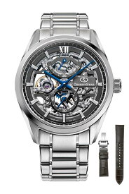 腕時計 オリエントスター コンテンポラリースケルトン ハンドワインディング 手巻き 日本製 サファイヤクリスタル シルバー Cal.F8B61 搭載 本ワニ皮替えバンド付き 天の川銀河 RK-AZ0102N 国内正規品