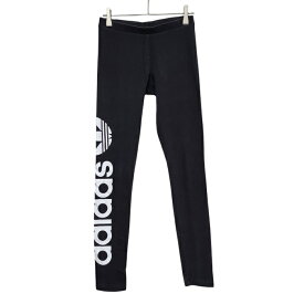 古着　アディダスオリジナルス　adidas originals　レギンス　スパッツ　ビッグロゴ　ビッグトレフォイル　黒　ブラック　レディース　サイズXS　キッズ　サイズ160　子供　子供服　韓国　中古　ヴィンテージ　ユーズド