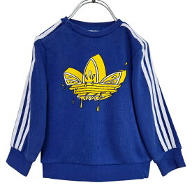 古着　アディダスオリジナルス　adidas originals　スウェット　トレーナー　レモントレフォイル　青　ブルー　ベビー　キッズ　子供　子供服　サイズ85　韓国　中古　ヴィンテージ　ユーズド　ビッグトレフォイル　スリーストライプ
