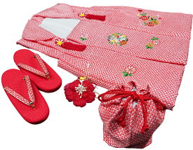 七五三 3歳 女の子 正絹 赤 被布コート 小花刺繍 新品ht602