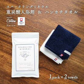 ハンカチセットB 入浴剤 重炭酸入浴剤 スパークリングミネラル タブレット タオルハンカチ ネイビー ホワイト 国産 6錠 炭酸入浴剤 プレゼント 今治タオル タオル ハンカチ オーガニック コットン 日本製 内祝い 御歳暮 お中元 お祝い