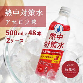 熱中対策水 アセロラ味 500ml 48本 室戸海洋深層水 赤穂化成 天塩 子供 小学生 中学生 高校生 高齢者 水分補給 夏 飲料水 夏バテ防止 塩分補給 野外活動 ミネラル補給 レジャー 部活動 スポーツ カロリーゼロ