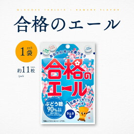 合格のエール タブレット ラムネ味 22g 約11粒 ぶどう糖 90％以上 チャック付き 持ち運び 固形 受験生 受験 試験 メッセージ 応援 ブドウ糖 赤穂の天塩 赤穂化成