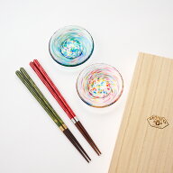 AKOMEYA TOKYO/ 津軽びいどろ豆皿×若狭塗箸 ギフトセット | 敬老の日 秋ギフト 贈り物 ギフト プチギフ…
