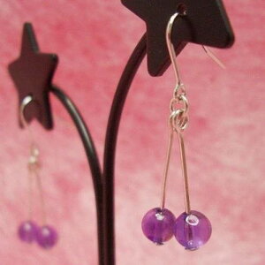 天然石ピアス アメジスト 4mm丸玉 さくらんぼ形 /チタンフック/樹脂フック/キャッチタイプ 変更可