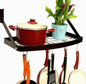 fRuX NbNEGAbN XNGA Ǌ||bgbN uY DecoBros Wall Mount Square Grid Pot Pan Rack includes 8 hooks, RK-032-1