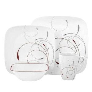 R[ H16_Zbg XNGA[ fBi[EFA[ Xv_[ 4lp Corelle Square 16-Piece Dinnerware Set, Splendor, Service for 4 1101529