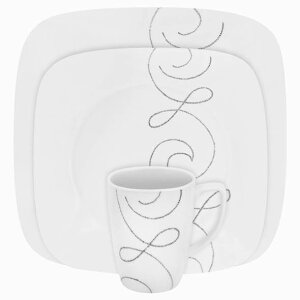 R[ XNGA[ fBi[EFA[@GhX@Xbh H16_Zbg@Corelle Square 16-Piece Dinnerware Set, Endless Thread,1119380