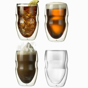 �Z���t�B�[�m �_�u���E�H�[�� �ϔM�E�ۉ��O���X 360ml 4�Z�b�g Ozeri Serafino Double Wall Insulated Beverage and Coffee Glasses, 12-Ounce, Set of 4