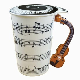 マグカップ 2点セット コーヒーマグ ティーカップ 約400ml バイオリンハンドル ミュージックラバ ミュージックノート レンジ可 食洗器可 Mug for Music Lover