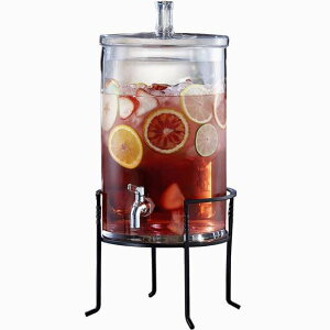 T[o[ robWfBXyT[ hNfBXyT[ X^ht 9.4L Style Setter Beverage Dispenser W/ Stand Cold Glass Drink Container- 2.5 Gallon Capacity Jug, Leak-Proof Acrylic Spigot in Gift Box, For Pa