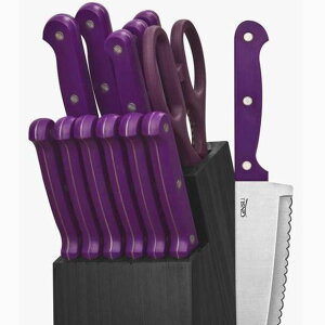 MX iCtZbg 14s[X@GbZVV[Y@ubNt@p[v@Ginsu 3891 Essential Series 14-Piece Cutlery Set with Black Block, Purple