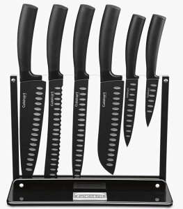 NCWi[g iCtX^h7_Zbg Zbg mXeBbNiCt Cuisinart C77NS-7P 7-Piece Nonstick Cutlery Knife Set with Acrylic Stand, Black