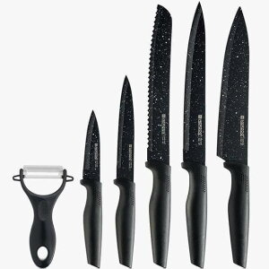 CyA RNV Lb`iCtZbg 6_Zbg s[[ ubN@Imperial Collection 6 Piece Knife Set Kitchen Knives (Black)