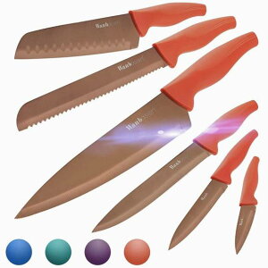 キッチンナイフ6点セット カバー付 プロフェッショナル 包丁セット 刃物 ワンバシオン オレンジ Wanbasion Orange Professional Kitchen Knife Set シェフナイフ ほうちょう