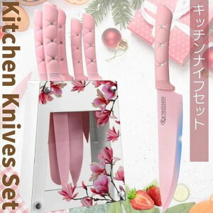 Lb`iCt6_Zbg Zbg n Lb`iCtZbg sN ԕ t[ X^ht Kitchen Knife Set Retrosohoo Pink Flower 킢 VFtiCt  ʕiCt iCtX^