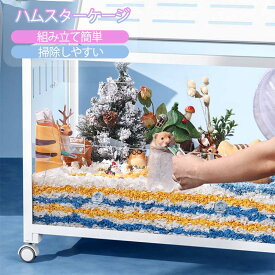 ハムスター ケージ 800メタル製 クリア 飼育ケージ キャスター付き 360度回転 2つ扉 透明 水槽タイプ 耐久性 安定感 組み立て簡単 大型サイズ ゴールデンハムスター キンクマ ハリネズ 爬虫類など 小動物用 ケージ ペット用品 掃除しやすい W800×D447×H506mm