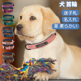【カスタマイズ製品】犬 首輪 迷子札 犬首輪 安全 革 柔らかい かわいい おしゃれ レザー 大型犬 中型犬 小型犬 犬の首輪 名入れ IDタグ ペット首輪 ネームタグ ドックタグ リードセット 耐久性 散歩 お出かけ ペット くびわ レザー 送料無料