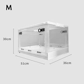 ペット犬猫動物用酸素ICUケージ ネブライザーボックス 咳呼吸治療に使用 透明 折りたたみ式 ペット用酸素ボックス 家庭用 小型 ペット在宅ケア ペット介護 M 7.5KG内