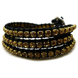 3連 ラップブレス シャンパンゴールド イエロー ゴールド cr 立て爪 ブレス 革 レザー ブレスレット メンズ シンプル b989 ファッション 男性用 プレゼント ギフト おしゃれ アクセONE 新作 服 冬 秋冬 冬服 冬物