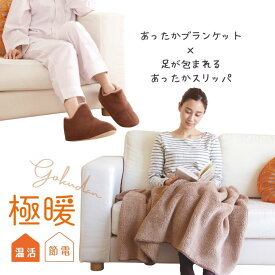 極暖あったかスリッパ・ブランケット セット【あったかグッズ デスクワーク あったか スリッパ 室内用 冬 用 温め 冷える 防寒 冷え性 毛布 暖かい あたたかい 子供 防災 グッズ 冷え 対策 寒さ対策 冷えとり 家 膝掛け ひざ掛け 昼寝 大判 大きめ】