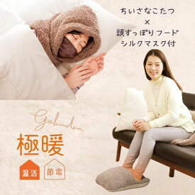 極暖 ちいさなこたつ 頭すっぽりフード シルク マスク 付き セット あったかグッズ 足 足元 足先 あったか グッズ 室内 もこもこ 防寒 冷え性 冷え 対策 暖かい 冬用 冬 寒い 末端 デスクワーク ソファ 下 入れるだけ 頭 耳 顔 首 100 乾燥対策