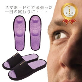 ＼ 10%OFF☆ポイント10倍 マラソン期間中／ アイふみっぱ メンズタイプ ツボ押しスリッパ 足ツボ 足つぼ ツボ押し サンダル スリッパ メンズ 健康サンダル 健康スリッパ 足裏 マッサージ 室内 目 疲れ グッズ 男性用 黒 ブラック 健康 眼精 疲労 目の癒し