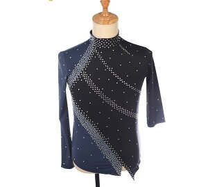 フィギュアスケート 衣装 長袖 男の子 メンズ 子供 トップス アイスダンス アイススケート レオタード ストレッチ キラキラ コスチューム 発表会 競技用 レッスン着 新体操 ダンス コンクー