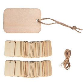 木材 タグ 木片 長方形 チップ 木製 ボトルネームプレート ボトル プレート DIY ひも付き カード 50枚入 ギフトタグ ラベル 名札 クラフト 飾り付け デコレーション ハンドメイド 店舗装飾 おしゃれ ナチュラル 人気