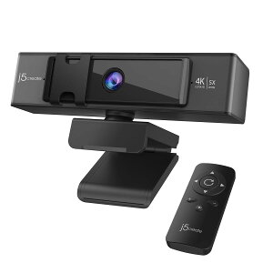 j5create 4K Ultra HD Web�J���� 4K 30fps 800����f 5�{�f�W�^���Y�[�� f/1.6�����Y Ultra HD 30fps �f�W�^��PTZ���쑀�� �v���C�o�V�[�V���b�^�[ �����R���t�� �S�w�����}�C�Nx2 Skype/Zo