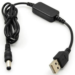 USB��DC�����P�[�u�� 5V��9V / 12V �ϊ� 5.5×2.5mm DC�v���O 1m ���[�^�[ LED�@�� ��p�t�@�� USB�d�������P�[�u�� (12.0, �{���g)