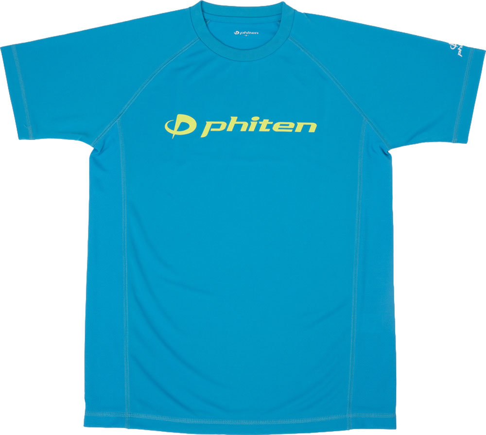 ファイテン（PHITEN） RAKUシャツSPORTS半袖ロゴ入りTシャツターコイズ×ロゴライムS (fal-jg397003-) Ｔシャツ ボディケア  ジョギング ランニング マラソン プレゼント ギフト サッカーフットサルショップＡＬＡ