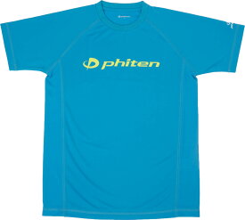 ファイテン（PHITEN） RAKUシャツSPORTS半袖ロゴ入りTシャツターコイズ×ロゴライムM (fal-jg397004-) Tシャツ ボディケア　ジョギング　ランニング　マラソン　プレゼント　ギフト