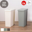 [400円クーポン配布中]【選べる2個セット】【当店限定特典付】ゴミ箱 ダストボックス 30L 2個組 日本製 プッシュ キャスター付き 蓋つき ロック 北欧 スリム マット 大容量 袋止め 分別 キッチン リビング セット ホワイト グリーン ブラウン