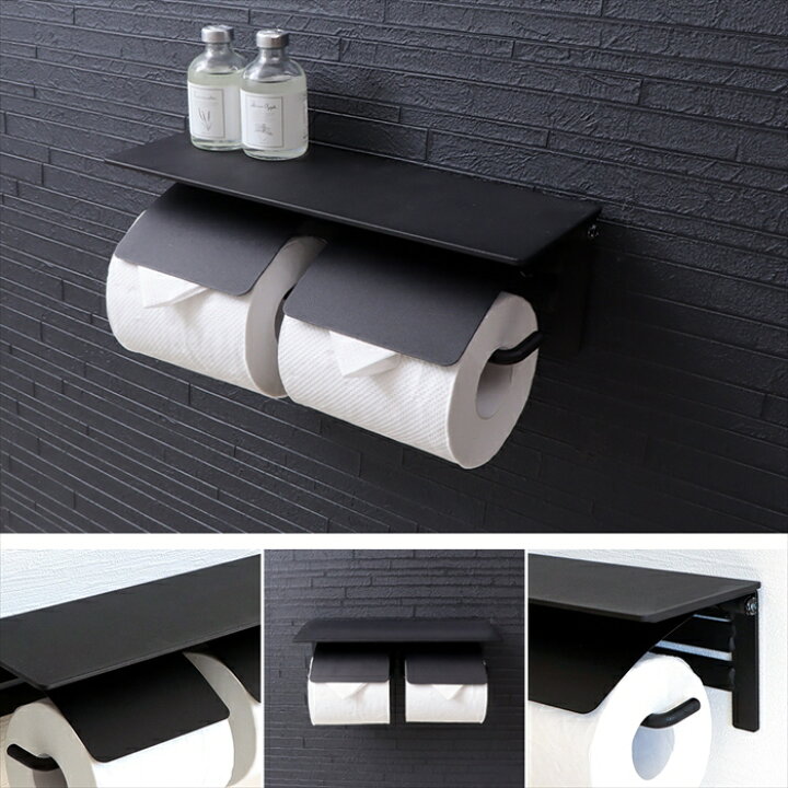 楽天市場 1年保証 レビュー特典付 トイレットペーパーホルダー おしゃれ 2連 ダブル アイアン アンティークトイレ 収納 飾り棚 カバー モダン シック シンプル Diy ブラック ホワイト 大理石柄 天然木 棚付き 紙巻器 Blan ブラン ヤマソロ公式 A La Mode