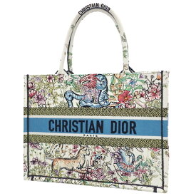 Christian Dior(クリスチャンディオール) BOOK TOTE ブックトート トートバッグ ハンドバッグ 花柄 フラワー ジャガード キャンバス ホワイト マルチカラー レディース 40802049176【中古】【アラモード】